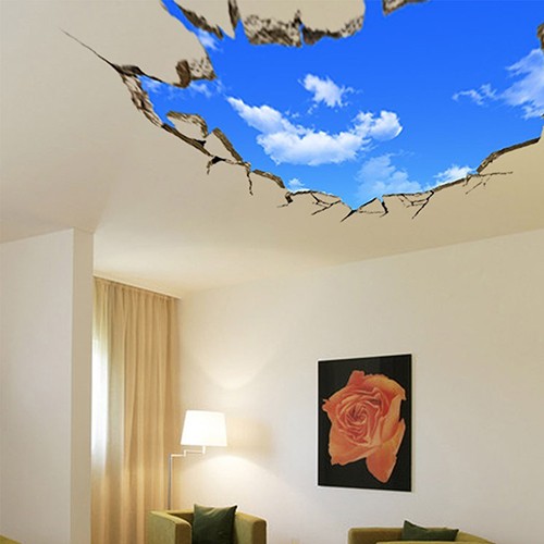 Hotel Ceiling 3d Wall Sticker Bedroom Living Room White Clouds Wall Stickers