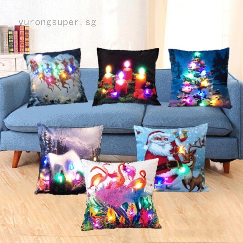 Creative Led Lights Bright Light Pillow Cushion Cover Flannelette