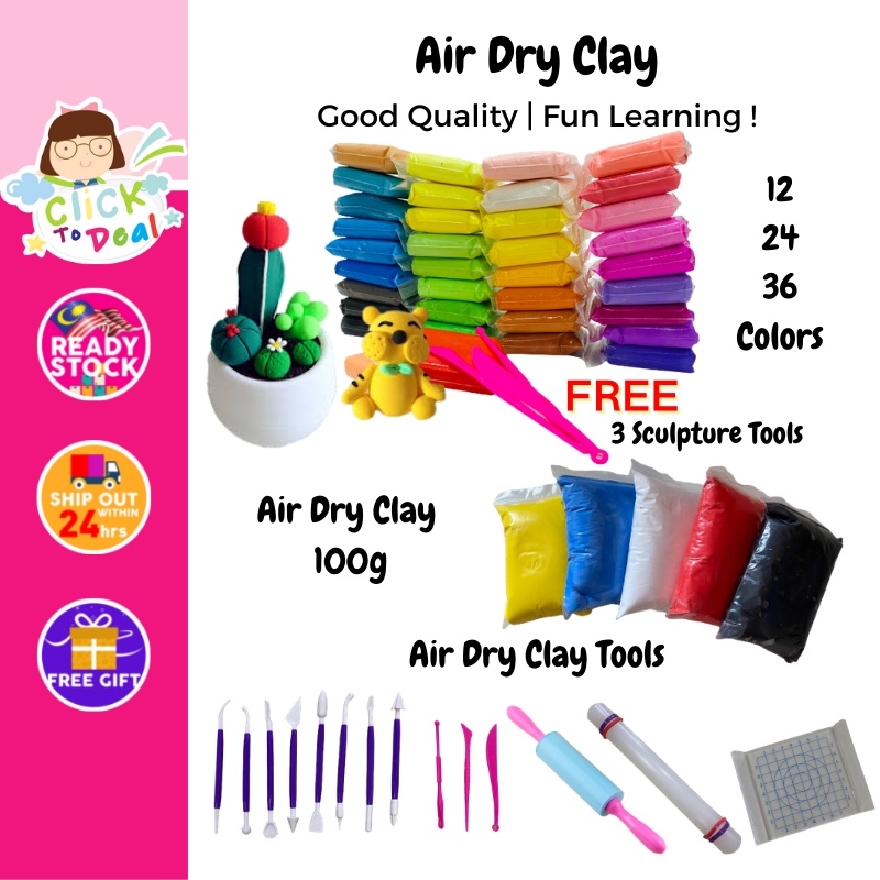 100g/Pack Modeling Clay Kit Toy for 3 4 5 6 7 8 Years Old Boys Girls 12 Colors Air Dry Magic Clay for Kids DIY Molding Sculpting Clay with Clay Tools Kids Art Crafts 