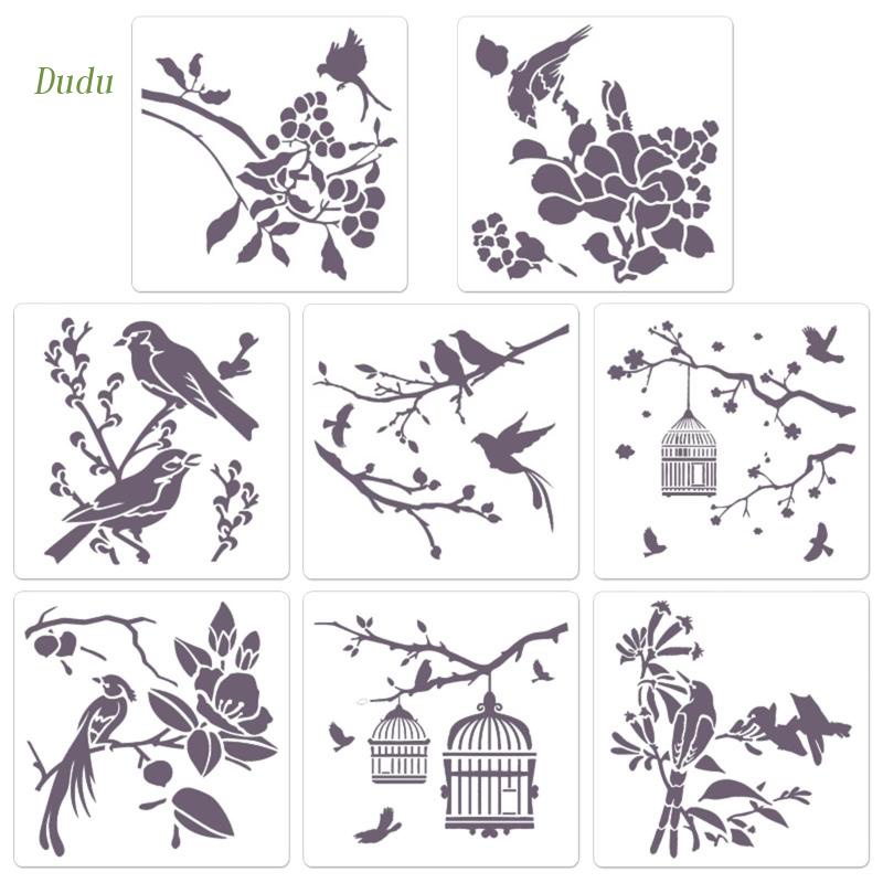 Dudu Beautiful Flower Birds Stencils Painting Templates DIY Craft ...