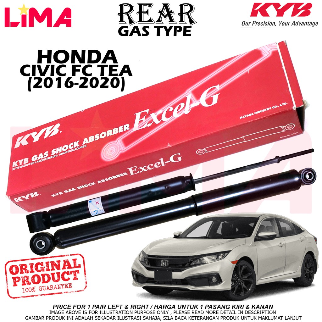 Honda Civic Fc Tea Rear Shock Absorber 1set Gas Type Kayaba Kyb Original 2016 2020 Shopee Singapore