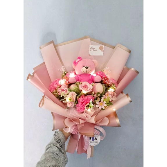 [raedy Stock] Birthday Graduation Doll Flower Bouquet/premium Flower ...