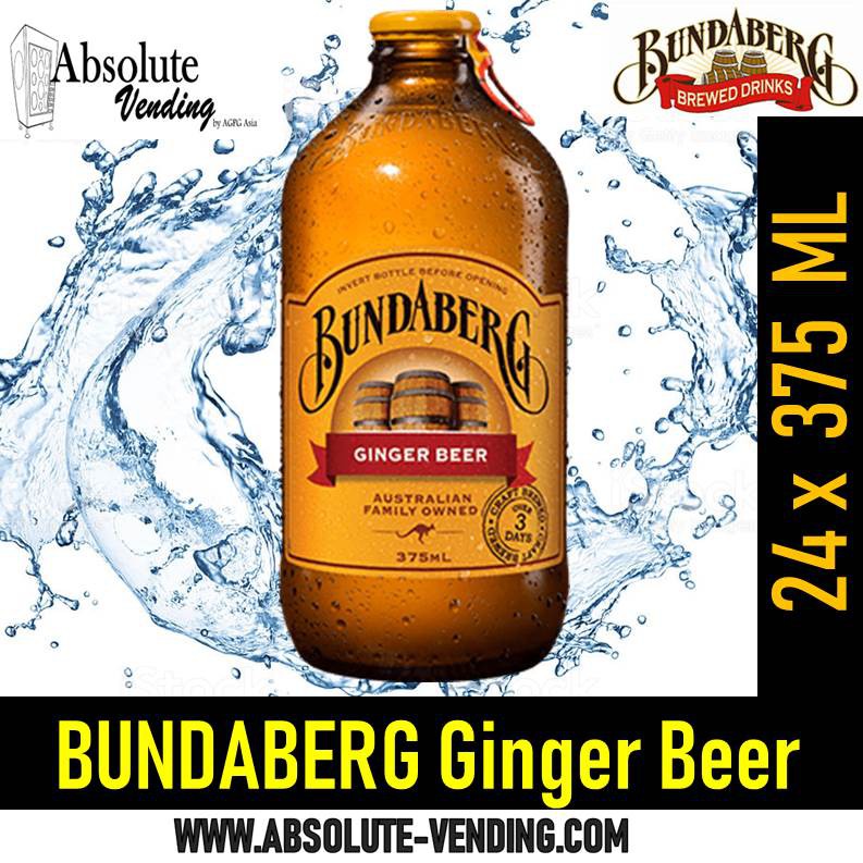 BUNDABERG Ginger Beer 375ML X 24 (GLASS BOTTLE) FREE DELIVERY WITHIN