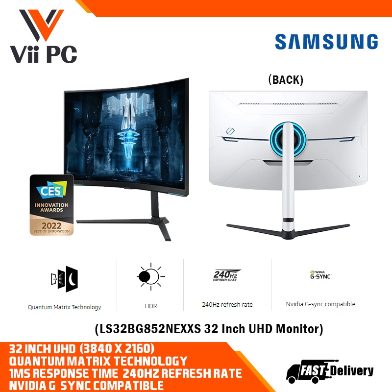 Samsung 32 Inch Odyssey G8 UHD Gaming Monitor With 240Hz Refresh Rate ...