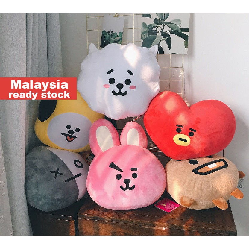 Shop Malaysia Local Stock Bts Bt21 Face Cushion Pillow Stuffed Toy Cooky Tata Chimmy Rj Shooky Shopee Singapore