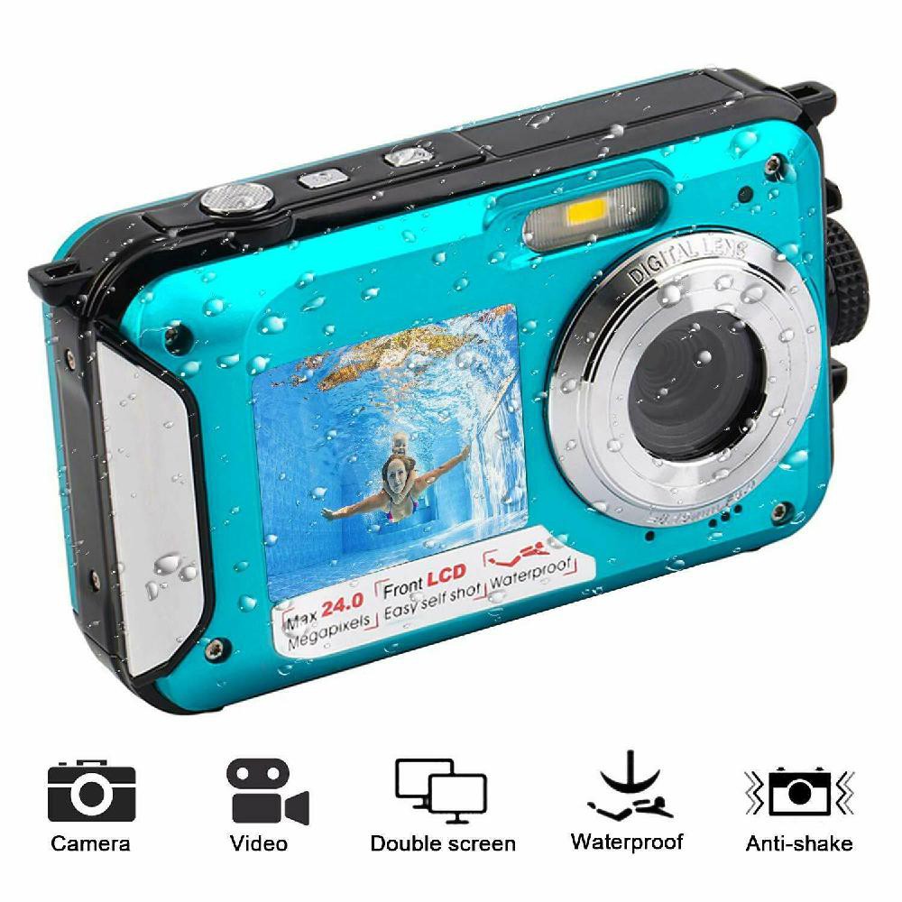 Waterproof Digital Camera Full HD Underwater Camera 24 MP Video Recorder Selfie Dual Screen DV Recording Camera