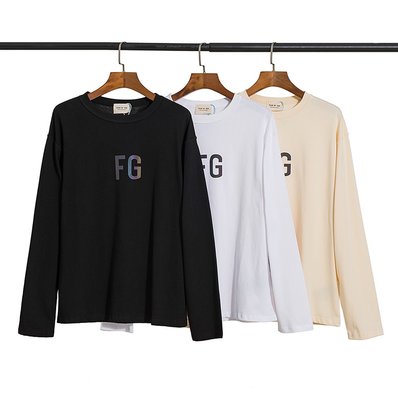 3m Colorful Reflective Fg Logo T Shirt Spring Autumn Cotton Top Quality Essentials Tee Black White Apricot Fear Of God Long Sleeve T Shirts Shopee Singapore