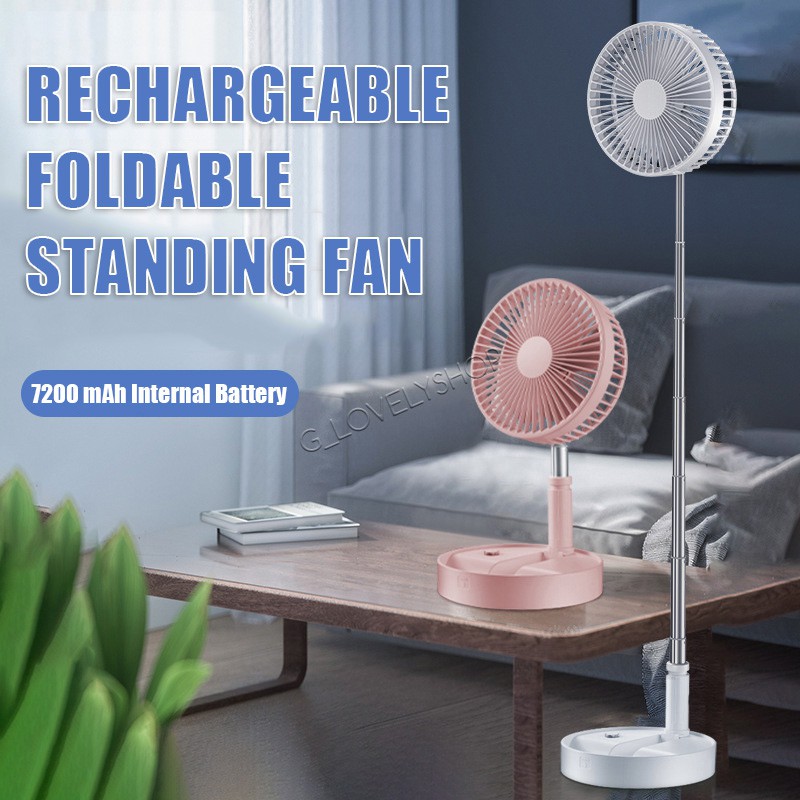 Foldable Portable USB Rechargeable Standing Fan Desk Folding Fan ...