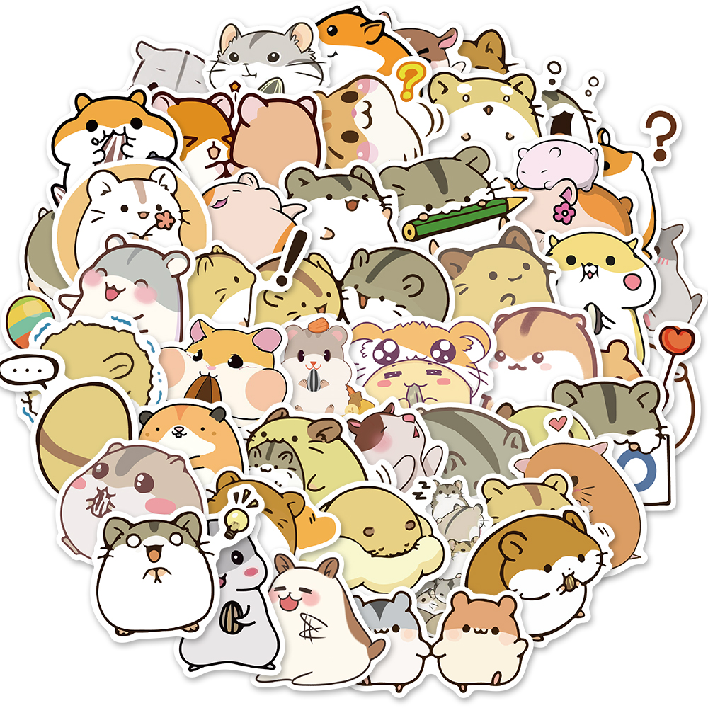 50 pcs cute cartoon animal hamster graffiti stickers PVC ...