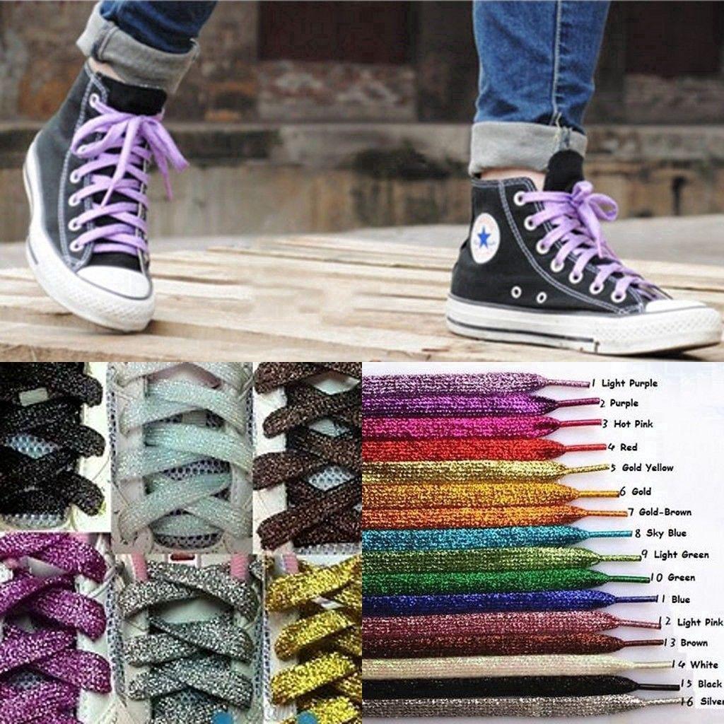 ILOVEDIY 1 Pair Flat Glittering Fuschia Coloured Shoe Laces Canvas Sneaker Shoelace 