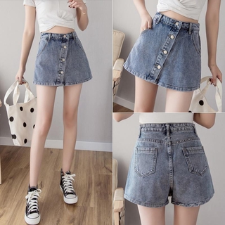 Image of 【5XL】Denim Skort Women's Summer Plus Size Culottes High Waisted A-line Skort Lady Fashion Mini Skirt/ Shorts