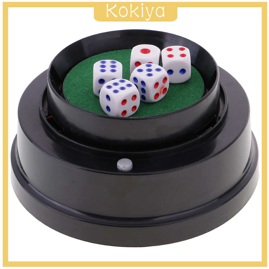 R Automatic Dice Roller Cup Battery Powered Pub Bar Party Game Play With 5 Dices Black SODIAL