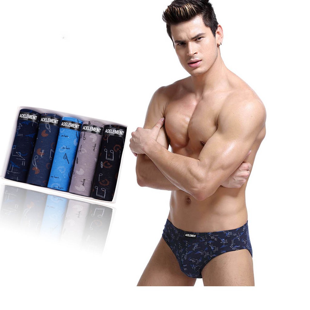 5pcs Box Fashion Men Briefs 100 Cotton Breathable Youth Underwear Shopee Singapore