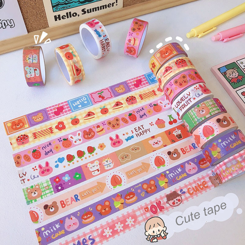 Japanese cartoon rabbit bear tape girl Washi tape cute hand account ...