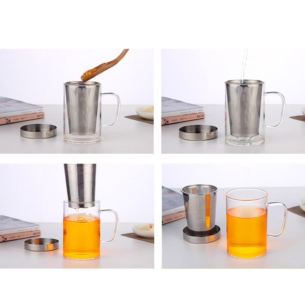 3pcs 17oz Clear Glass Tea Brewing Cup Coffee Flower Cups Mugs with