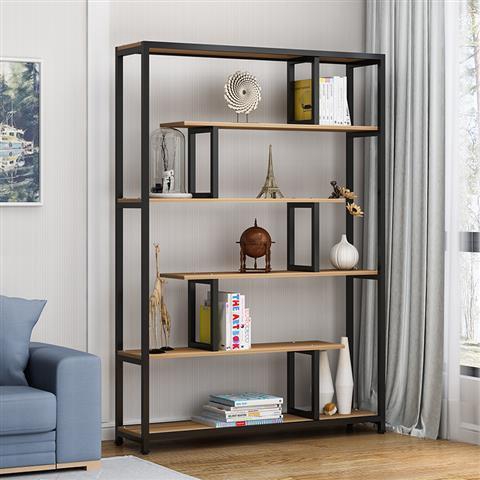 Simple modern bookshelf floor shelf steel wood bookcase free ...