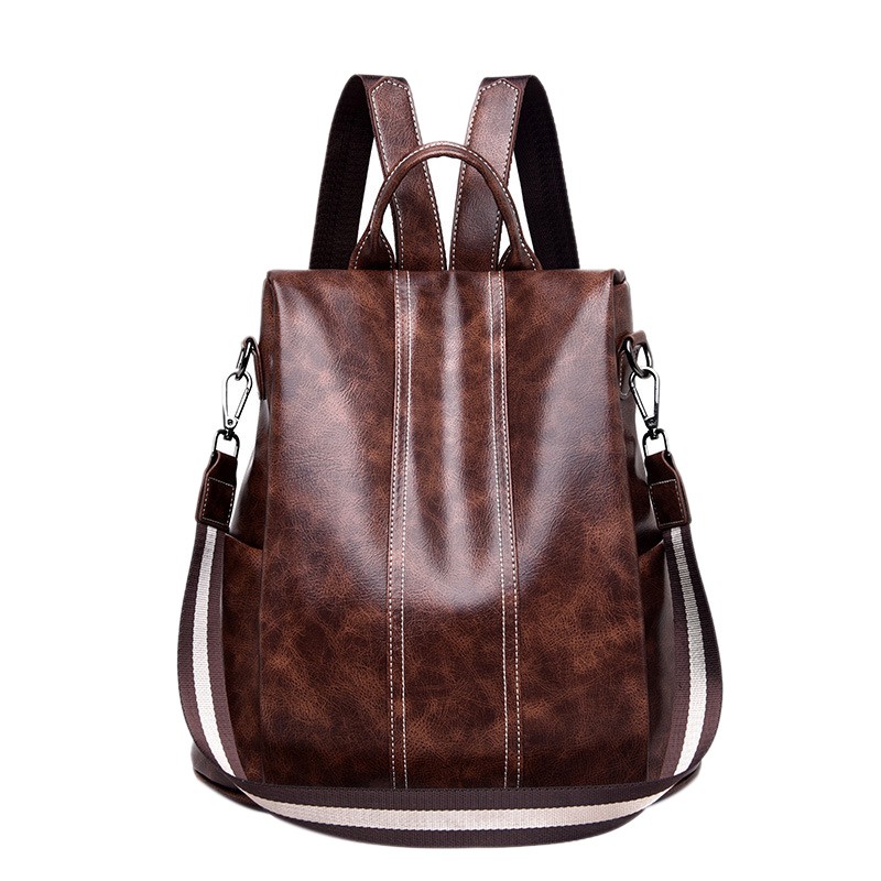 womens leather anti theft backpack