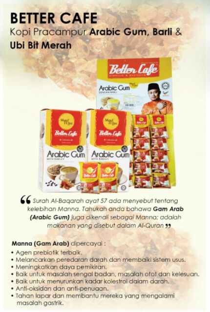 Munif Hijjaz Better Cafe Arabic Gum With Barli Board 20 Sachets Shopee Singapore