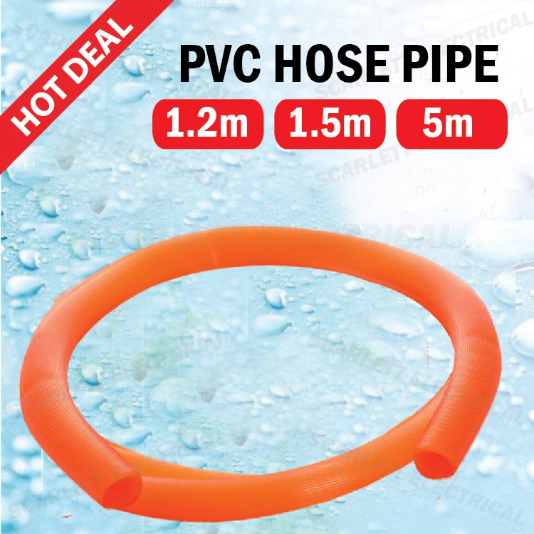 Pvc Rubber Hose Pipe Water Garden Getah Paip Air Tandas Oren 1 2m 1 5m 5m Shopee Singapore