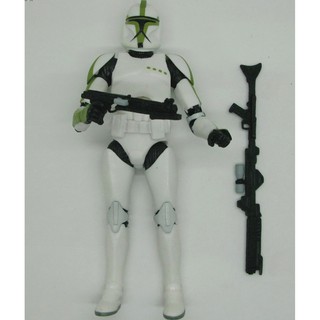 Star Wars Republic Clone Trooper Sergeant Green White 6" Loose Action Figure 