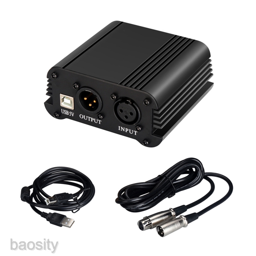 Baosity 48v Phantom Power Supply With Usb Cable Xlr 3 Pin Cable For Condenser Mic Shopee Singapore