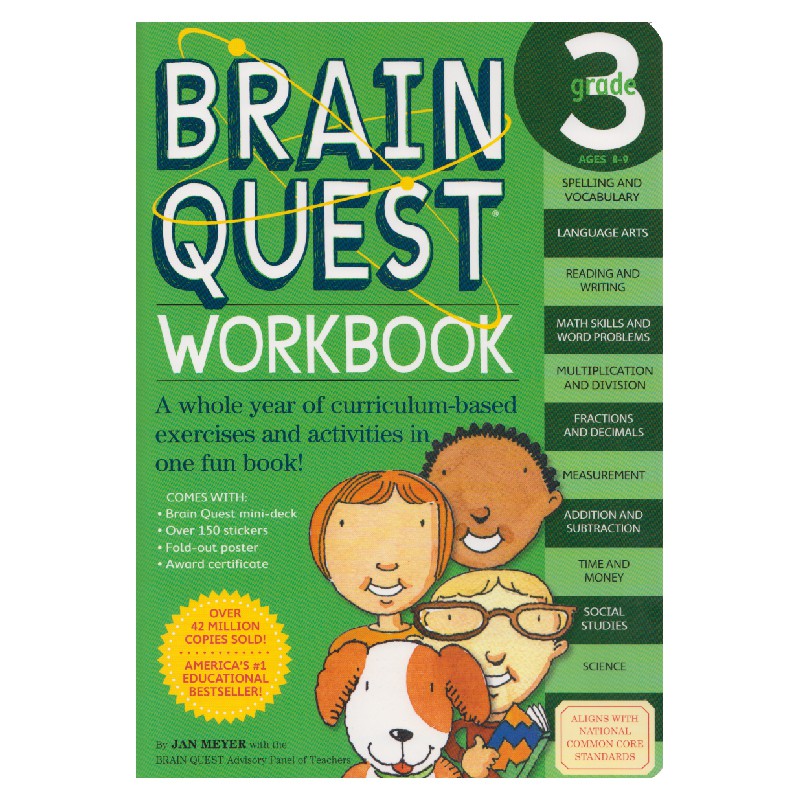 brain quest workbook grade 3 third grade bq general practice book