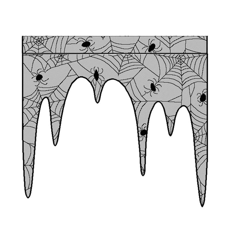 Aunted House Gothic Black Lace Spider Web Table Cloth Curtains