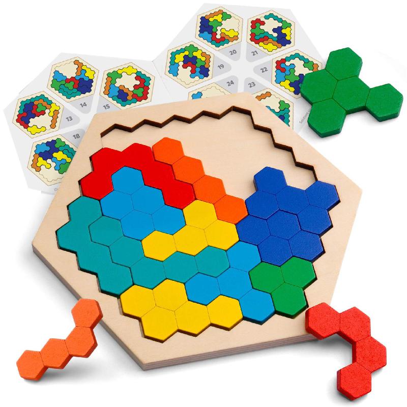 Wooden Puzzles Toys For Kids Tangrams Logic Jigsaw Puzzles