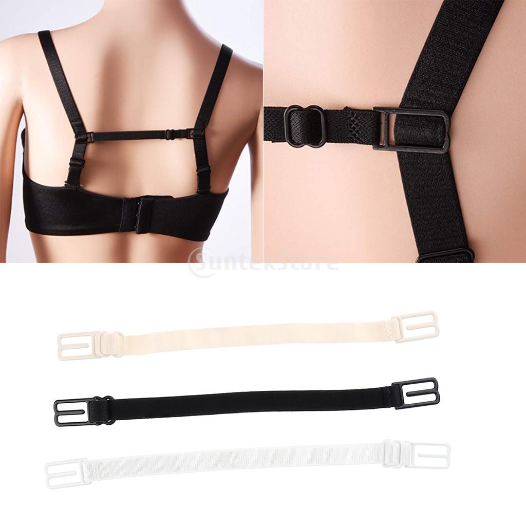 elastic non-slip strap holders black white Creamlin Pack of 6 bra strap clips beige 
