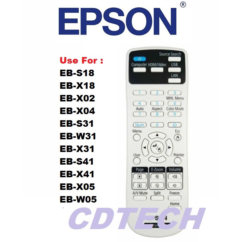 Original Epson Projector Remote Control Eb S18 X02 X18 S31 W05 W31 X04 X31 S41 X05 X41 X05 970 970w Shopee Singapore