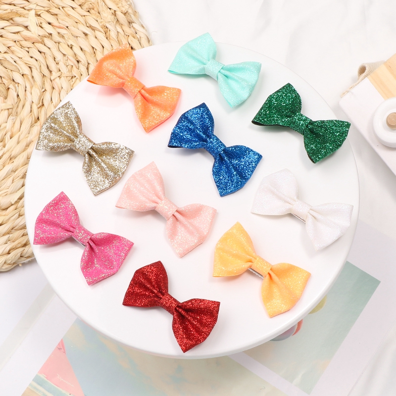Ready Stock  1Pcs Baby Hairclip Candy Glitter Sequin Small Hairpin Solid Bow Children's Kids Hair Accessories