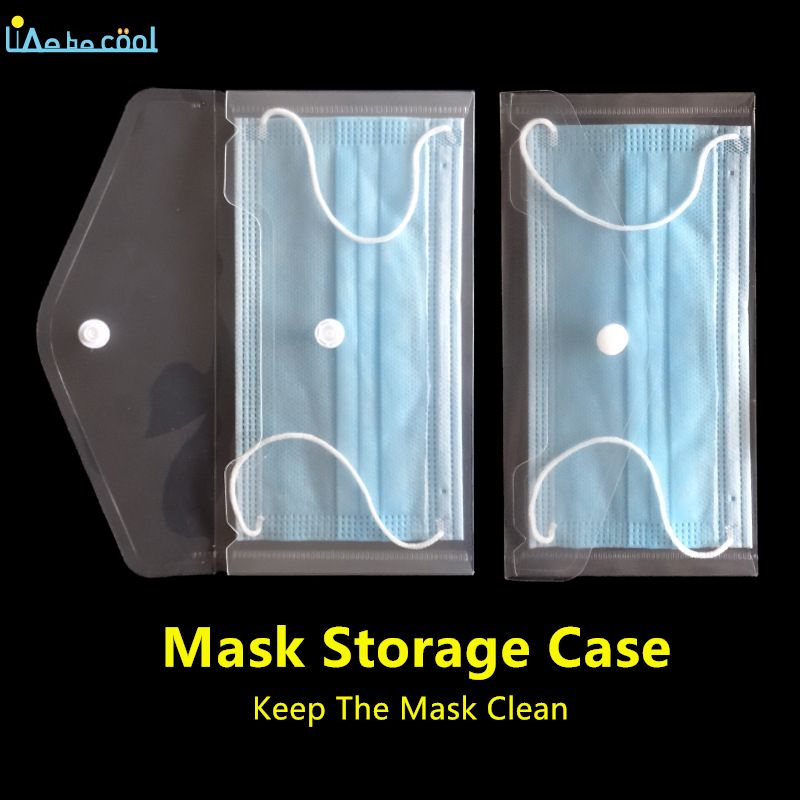 1PC Face Mask Storage Case,Mask Storage Zipper Bag,Portable Clips