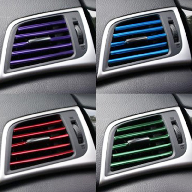 【Ready Stock】DIY 10pc 20cm Car Interior Chrome Blower Strip Air cond Vent Color Lining fan edge door protector Decoration Sticker Grille Switch Rim Outlet