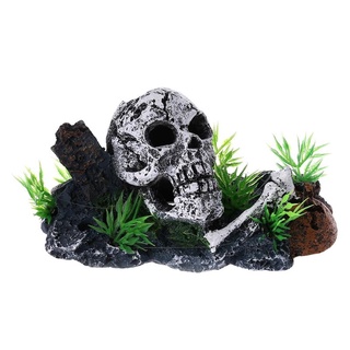 Pirate Skull Skeleton Aquarium Ornament Hiding Cave Fish Tank Decoration Decor #0