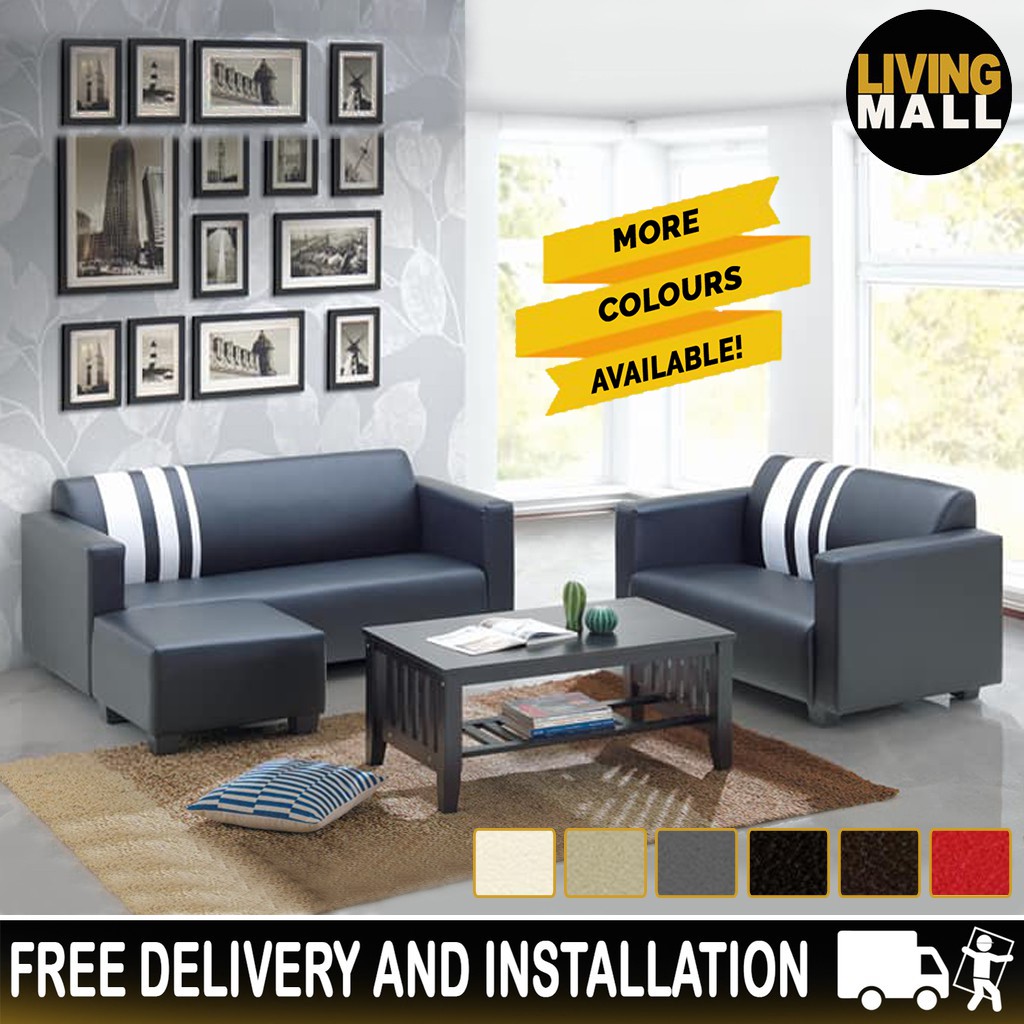 Living Mall Louis 2 Seater And 3 Seater With Ottoman Sofa Set Faux Leather In 6 Colours Shopee Singapore