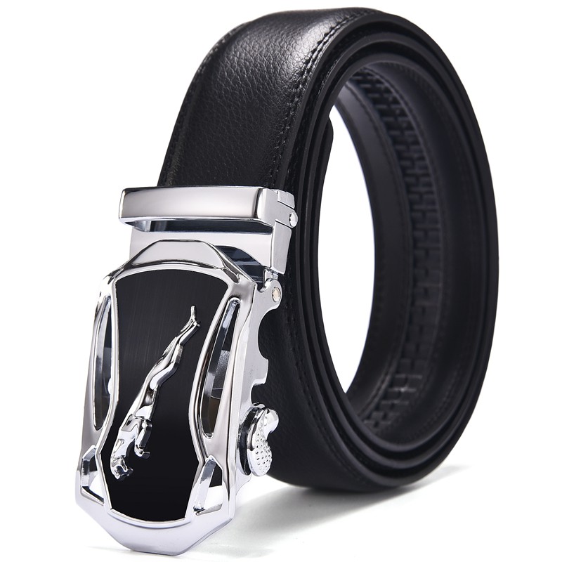 Men/'s Automatic Buckle Belt Slip Buckle Business Casual Leather Waist Belt~PA