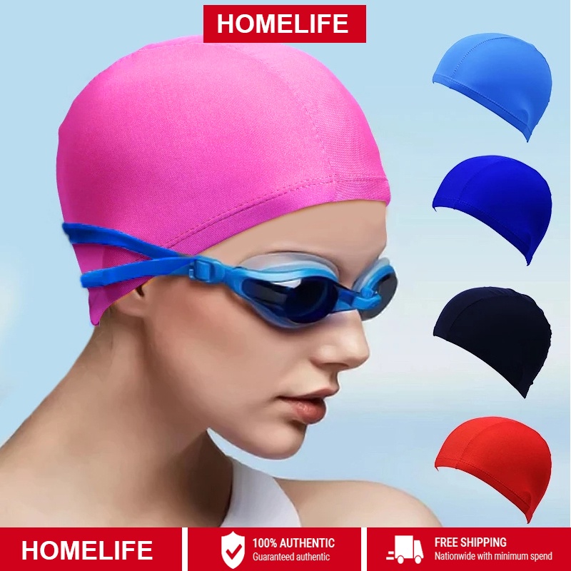 Nylon Fabric Swimming Cap Long Hair Swim Pool Hat for Adult Unisex AN sg 