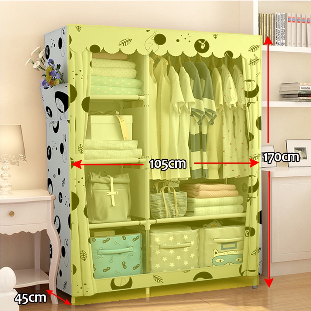 Almari Baju Wardrobe Clothes Rack Rak Baju Clothes Organization Almari Yg105 Multi Color Design Diy Space Saving Shopee Singapore
