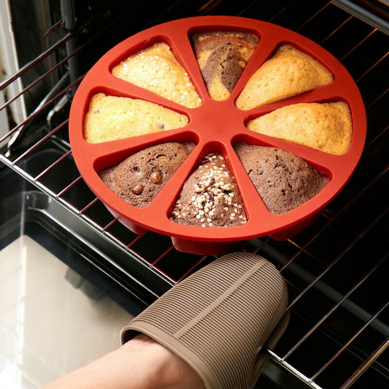 8Triangle Round Silicone Cake Pan Tins Muffin Pizza Pastry Baking Tray