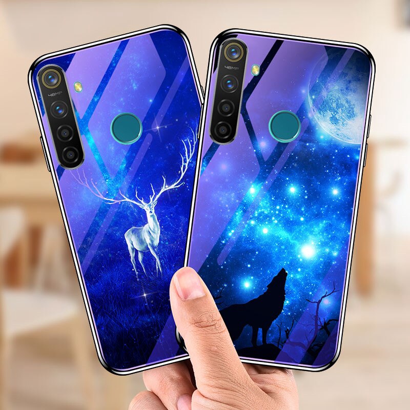 Oppo Realme 5 Pro Case Flower Wolf Tempered Glass Back Cover Shopee Singapore