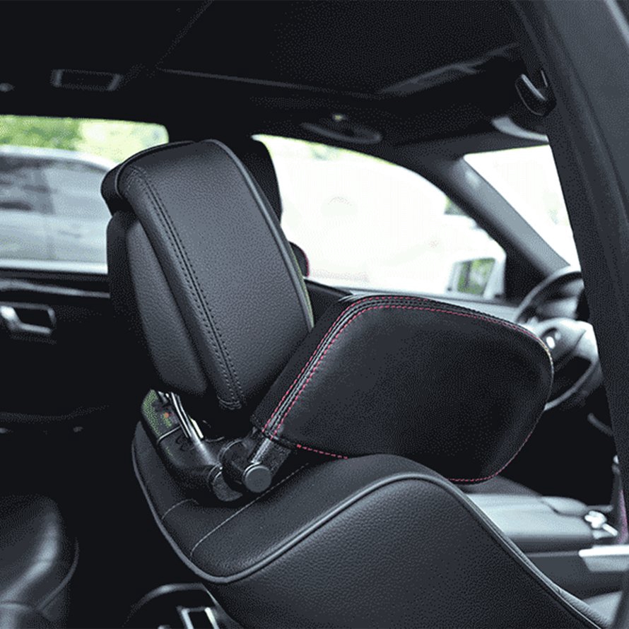 Universal Headrest Car Seat Head And Neck Support Pillow Leather