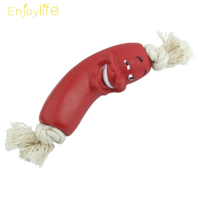 sausages on a rope dog toy