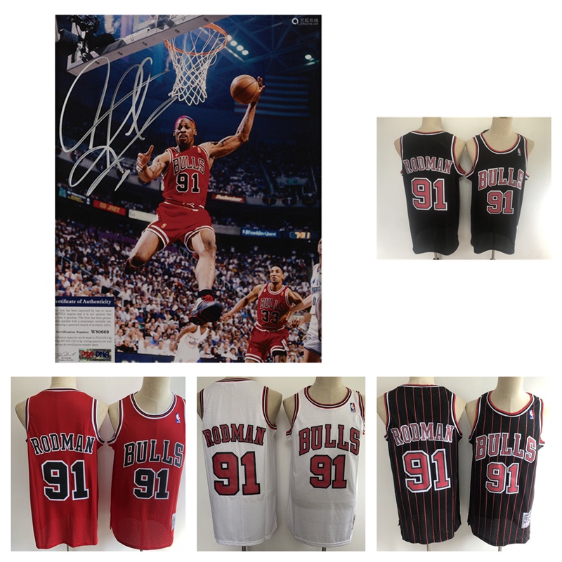 NBA Chicago Bulls 91 Dennis Rodman Basketball Jersey Short Sleeved nba