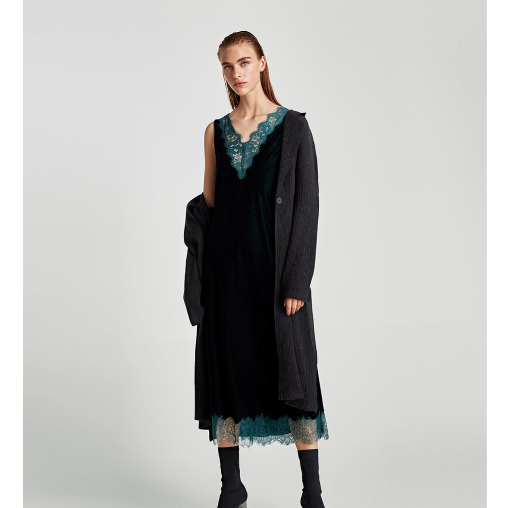 velvet green dress zara