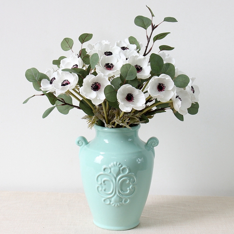 White Anemone Flower Artificial Bouquet Room Home Decor