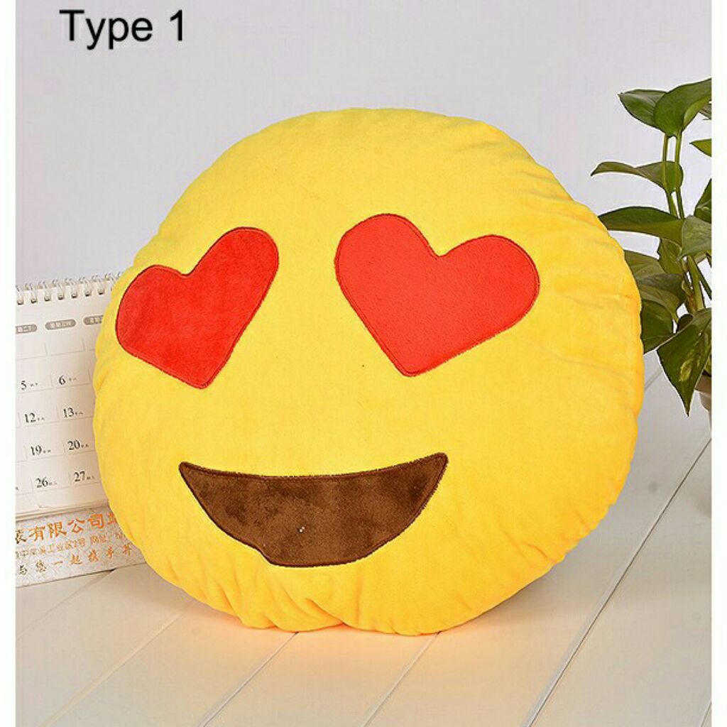8 types Cute Emoji Smiley Emoticon Yellow Round Cushion Pillow Stuffed