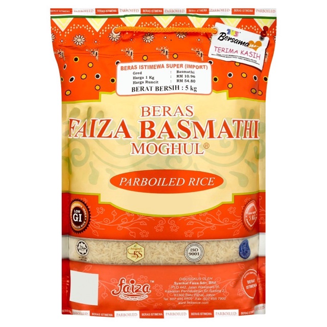 Faiza BASMATHI MOGHUL PARBOILED Rice 5KG (ORIGINAL From KILANG ...