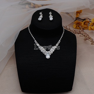 Image of thu nhỏ Fashion Bright Full Diamond Zircon Water Drop Necklace Earrings Set Bridal Wedding Jewelry #0