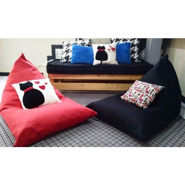 Plain Triangel Bean Bag Size S / Sofa Bean Bag / Casual Chair / Cheap