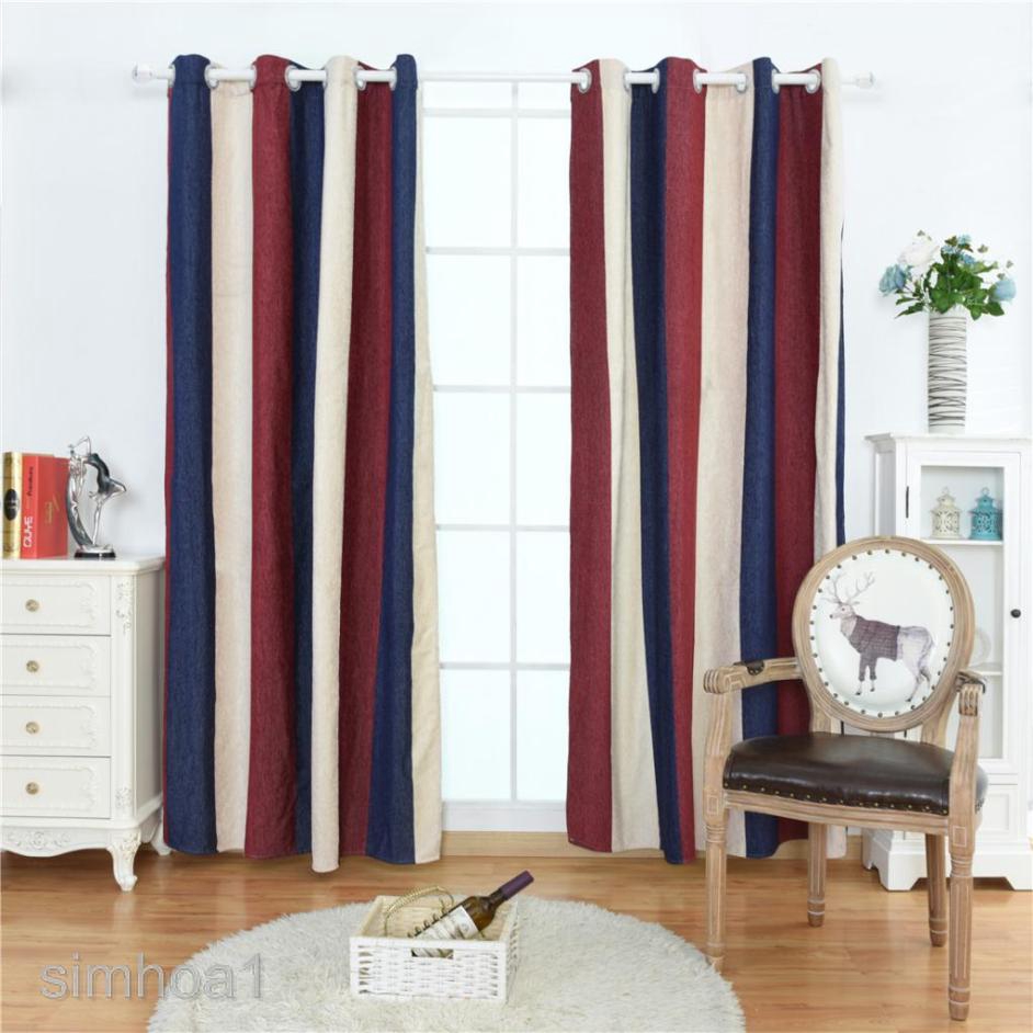 Raspberry And Cream Striped Eyelet Blackout Curtains 100 X 250 Cm